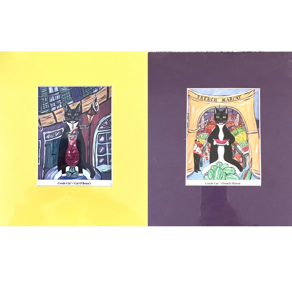 The Creole Cat Chamain O'Mahony Two Matted Prints French Marcat & Cat O’Brien’s